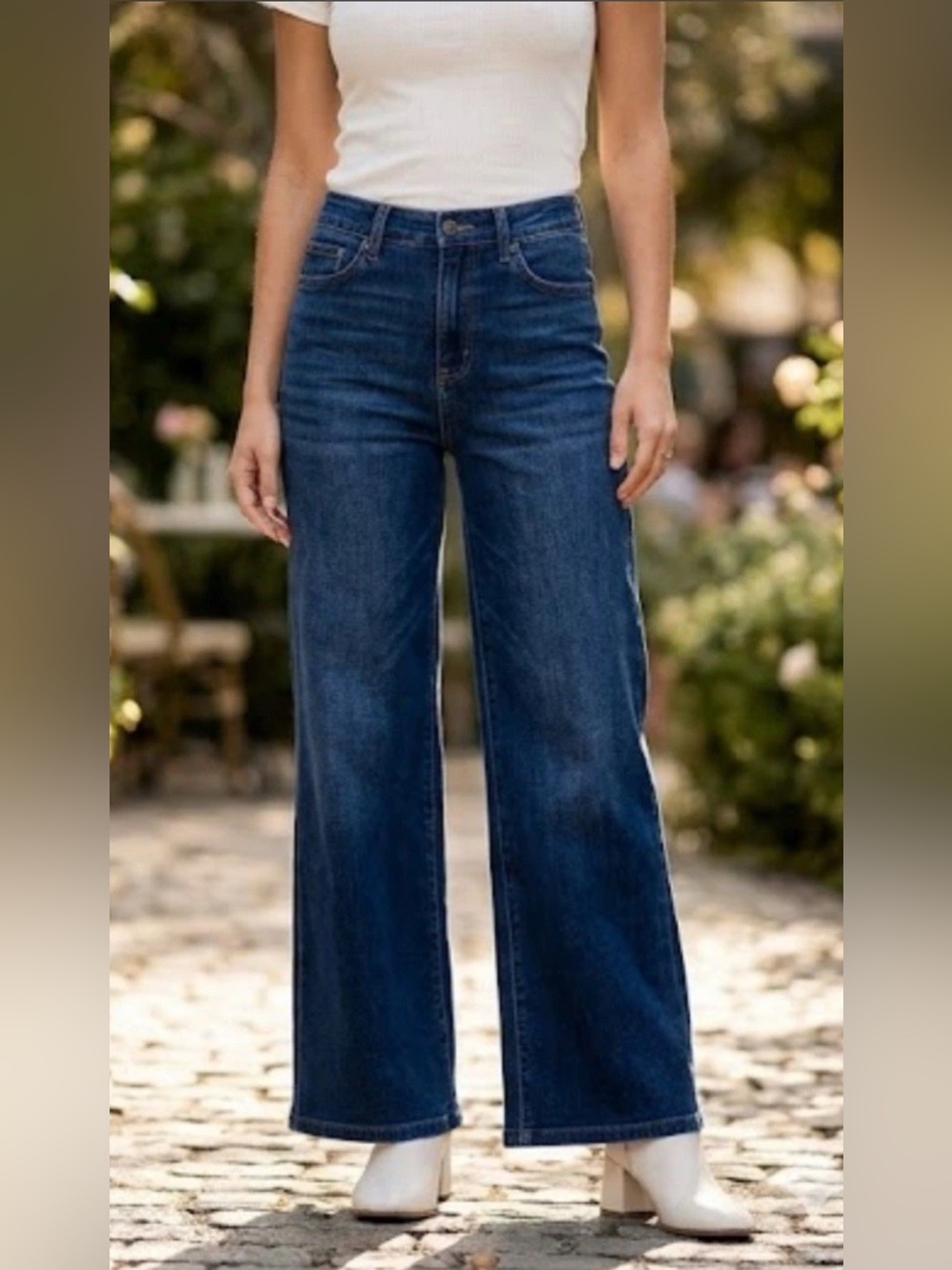 Grace & Lace Wide Leg High-Rise Women’s Jeans - Dark Blue 10 30x33